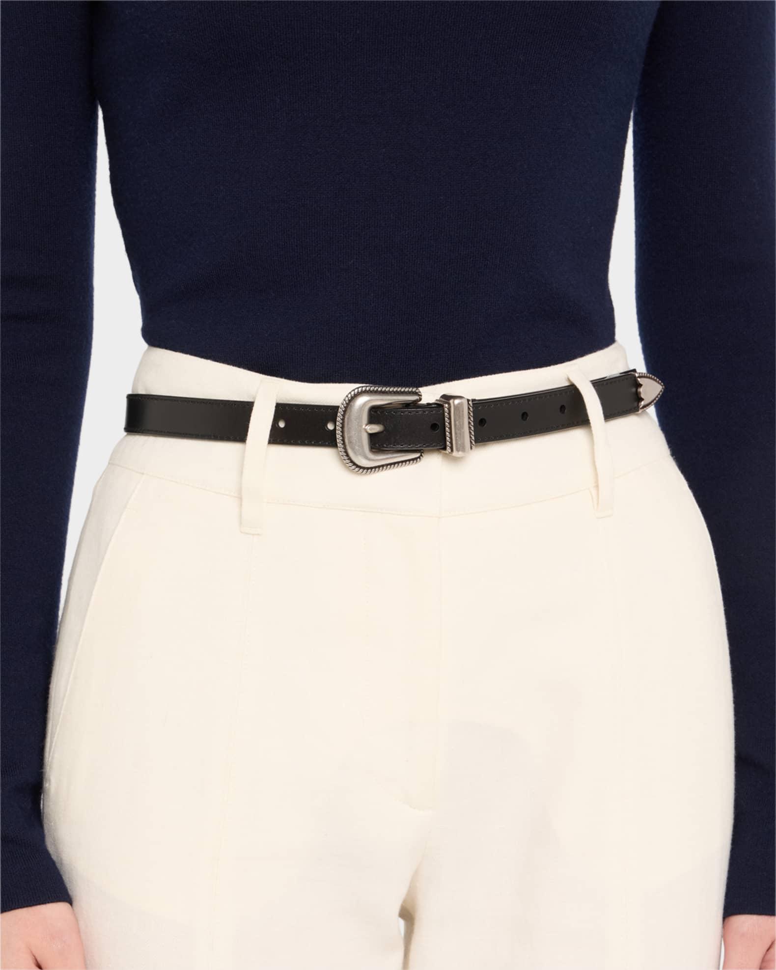 Grain Vachetta Leather Skinny Belt Product Image