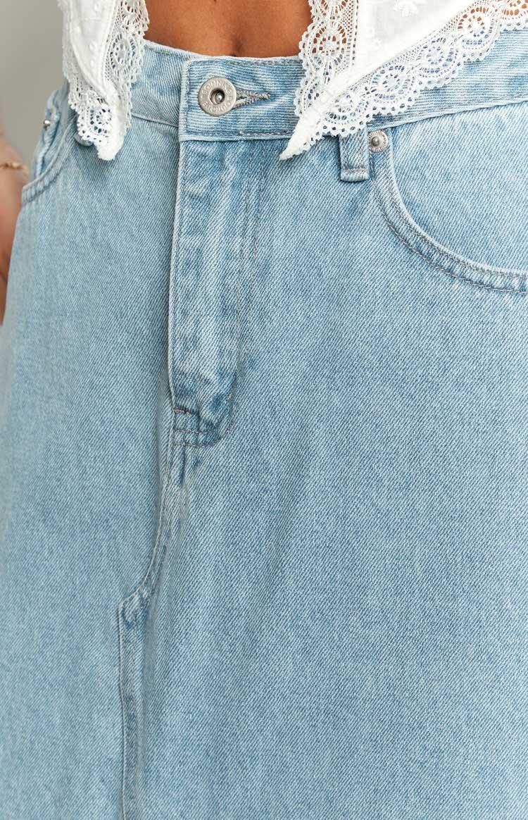 Montie Light Wash Denim Maxi Skirt Product Image