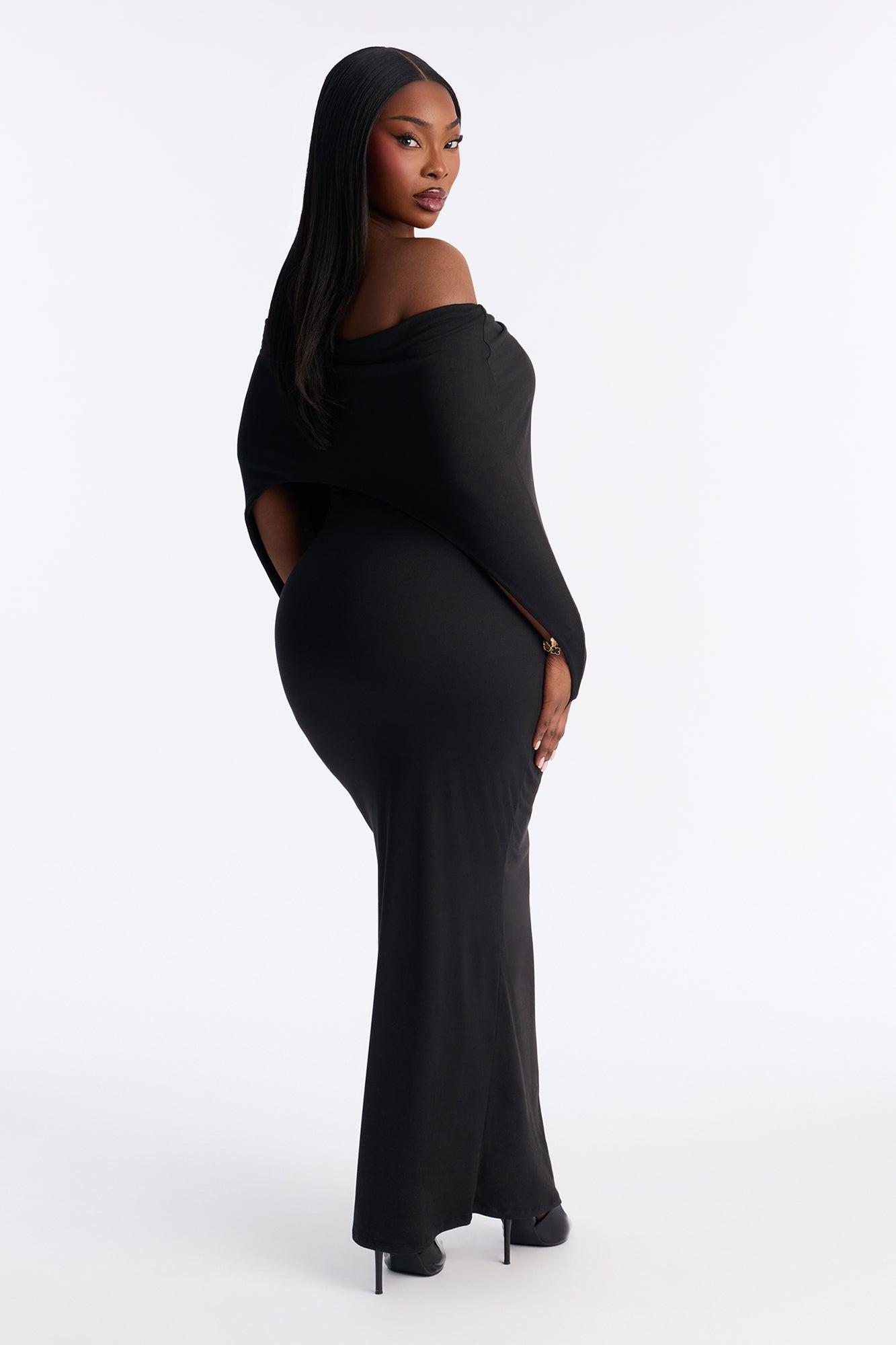 Runway Muse Off Shoulder Maxi Dress - Black Female Product Image