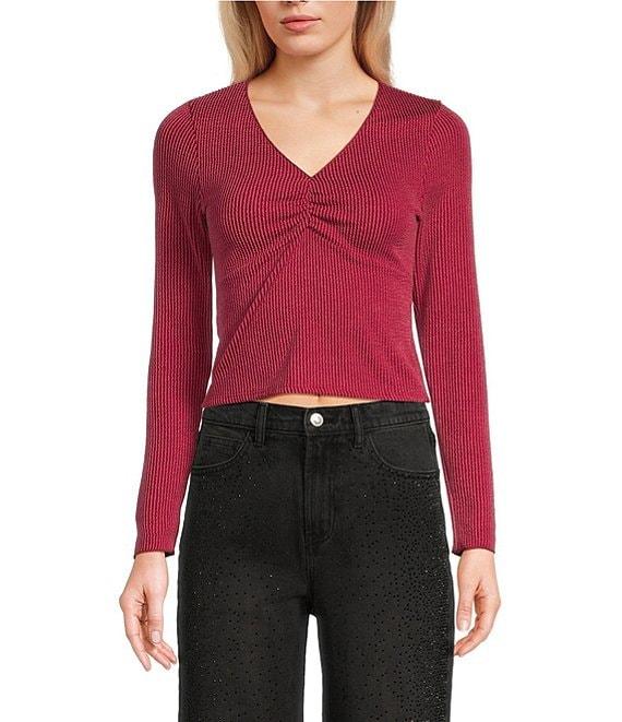 Moa Moa Long Sleeves V-Neck Urban Rib Top Product Image