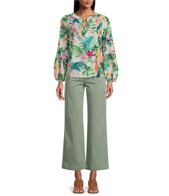 Tommy Bahama Tropical Bliss Silk Voile Crew Neck Long Sleeves Peasant Top Product Image
