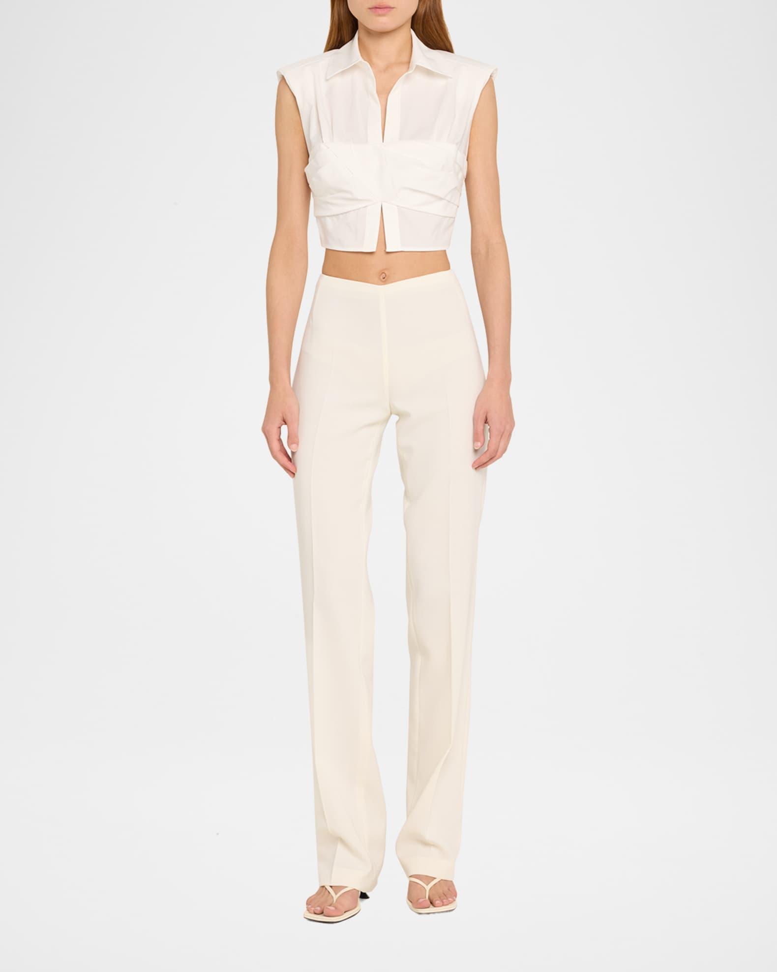 Emie Cropped Box-Sleeve Cotton Poplin Top Product Image