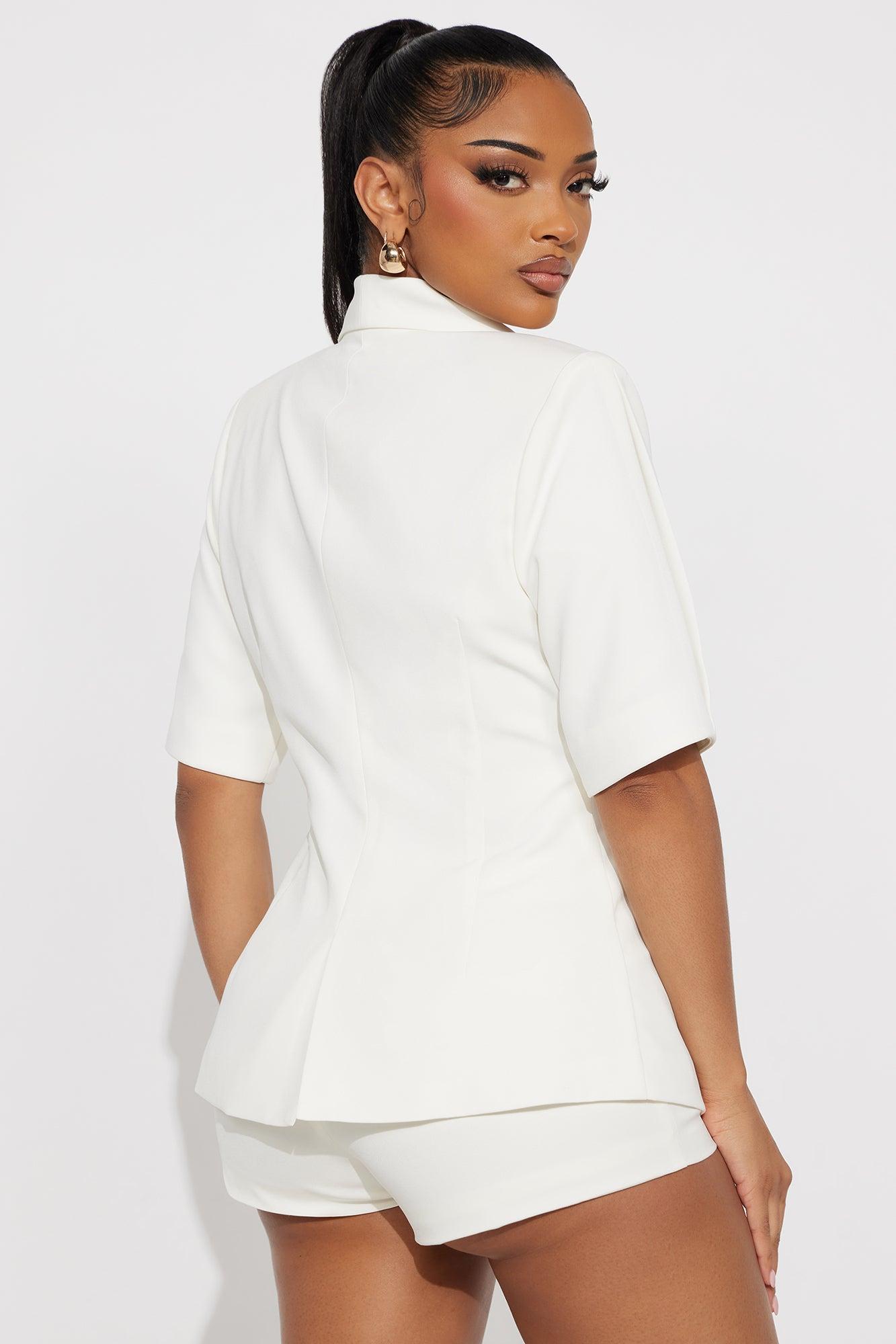 Unavailable To You Short Sleeve Blazer Top - Ivory Product Image