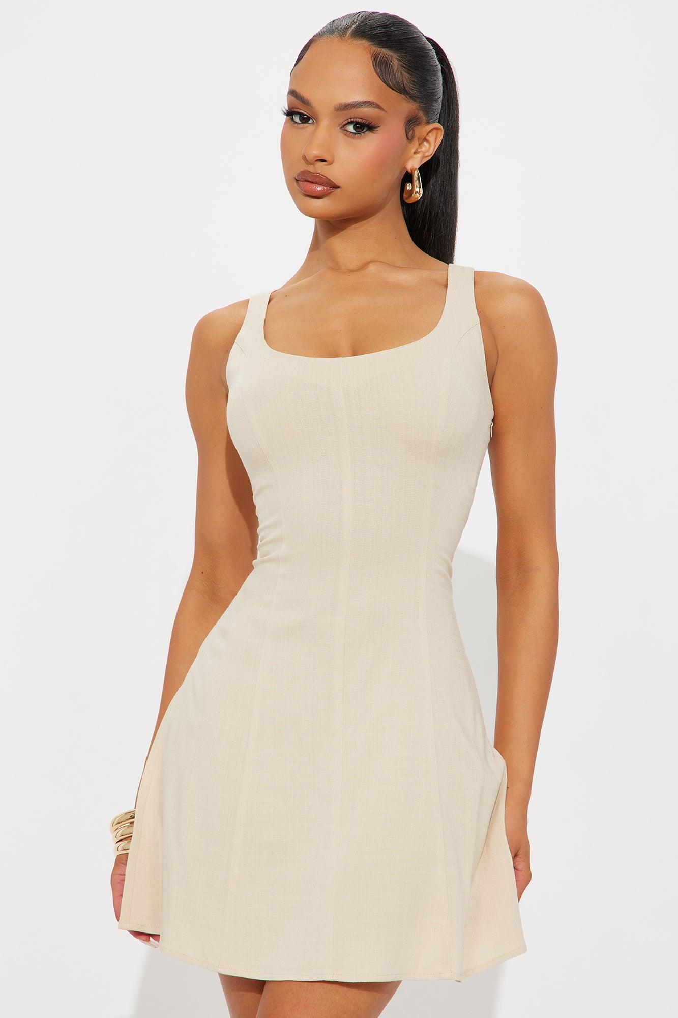 Nina Linen Mini Dress - Natural Product Image