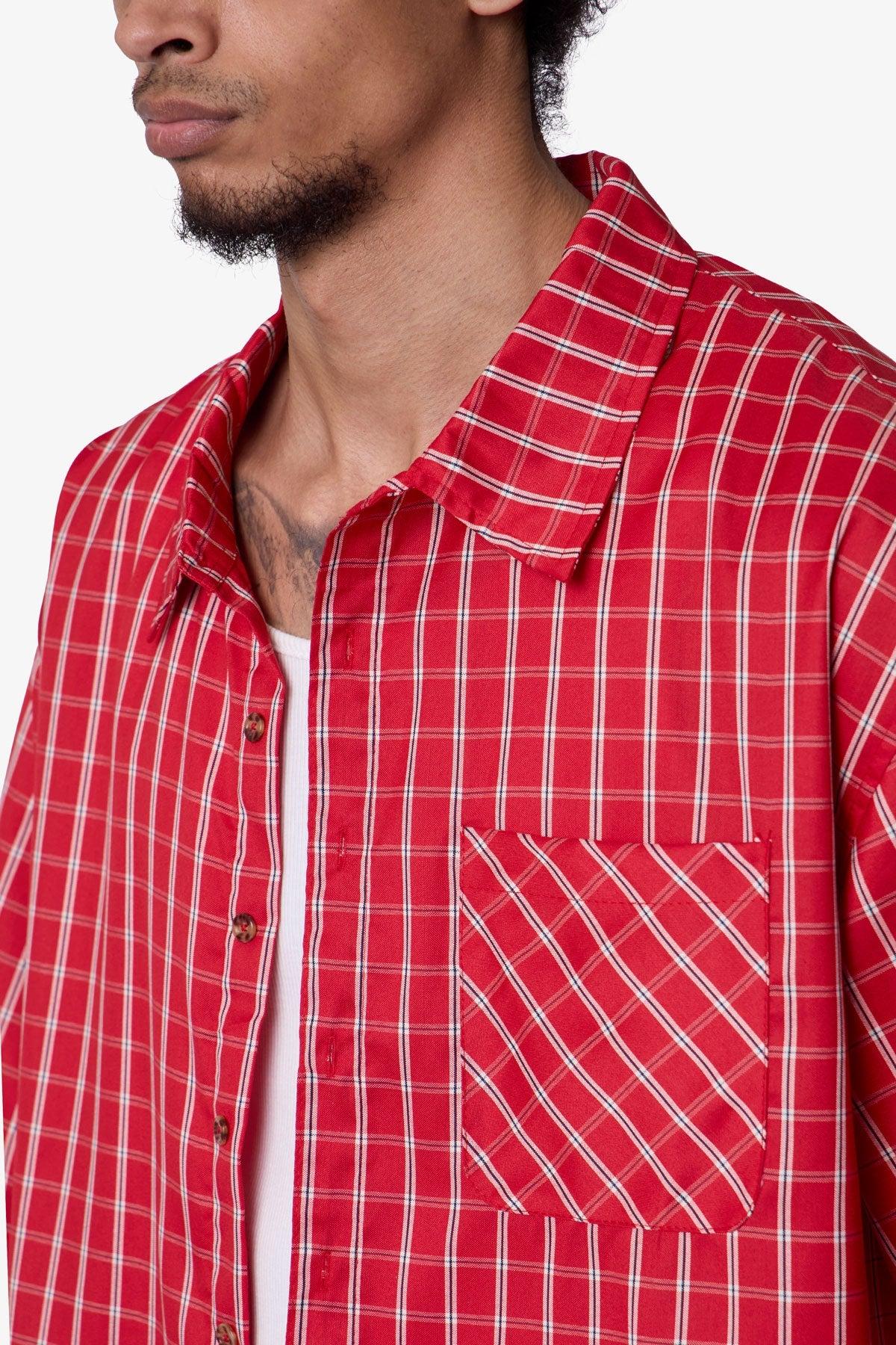 Crispy Poplin Over Shirt - Red Product Image