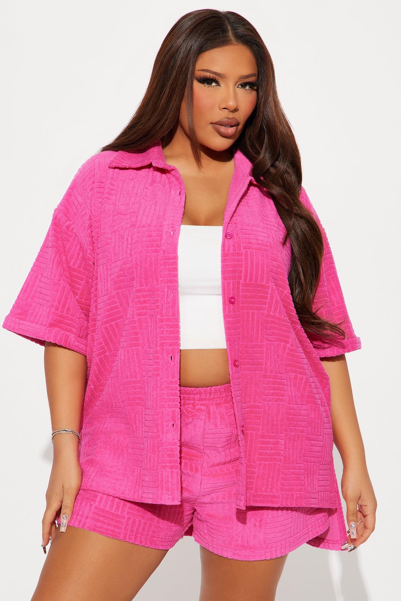 Ayana Terry Cloth Short Set - Pink Product Image