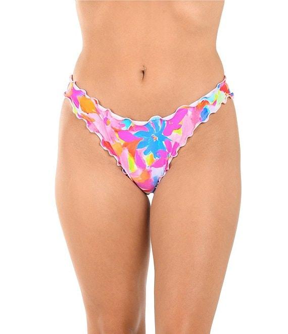 Citrus Color Me Floral V-Waist Merrow Edge Hipster Swim Bottom Product Image