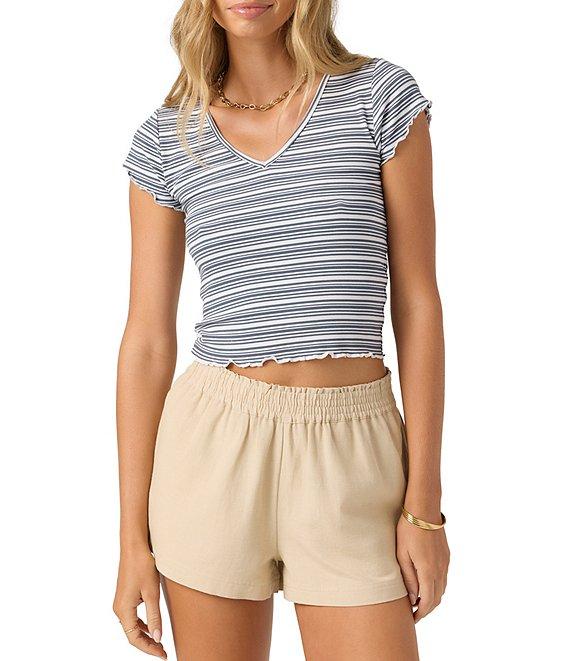 O'Neill Erin Striped Rib-Knit Short Sleeve T-Shirt Product Image