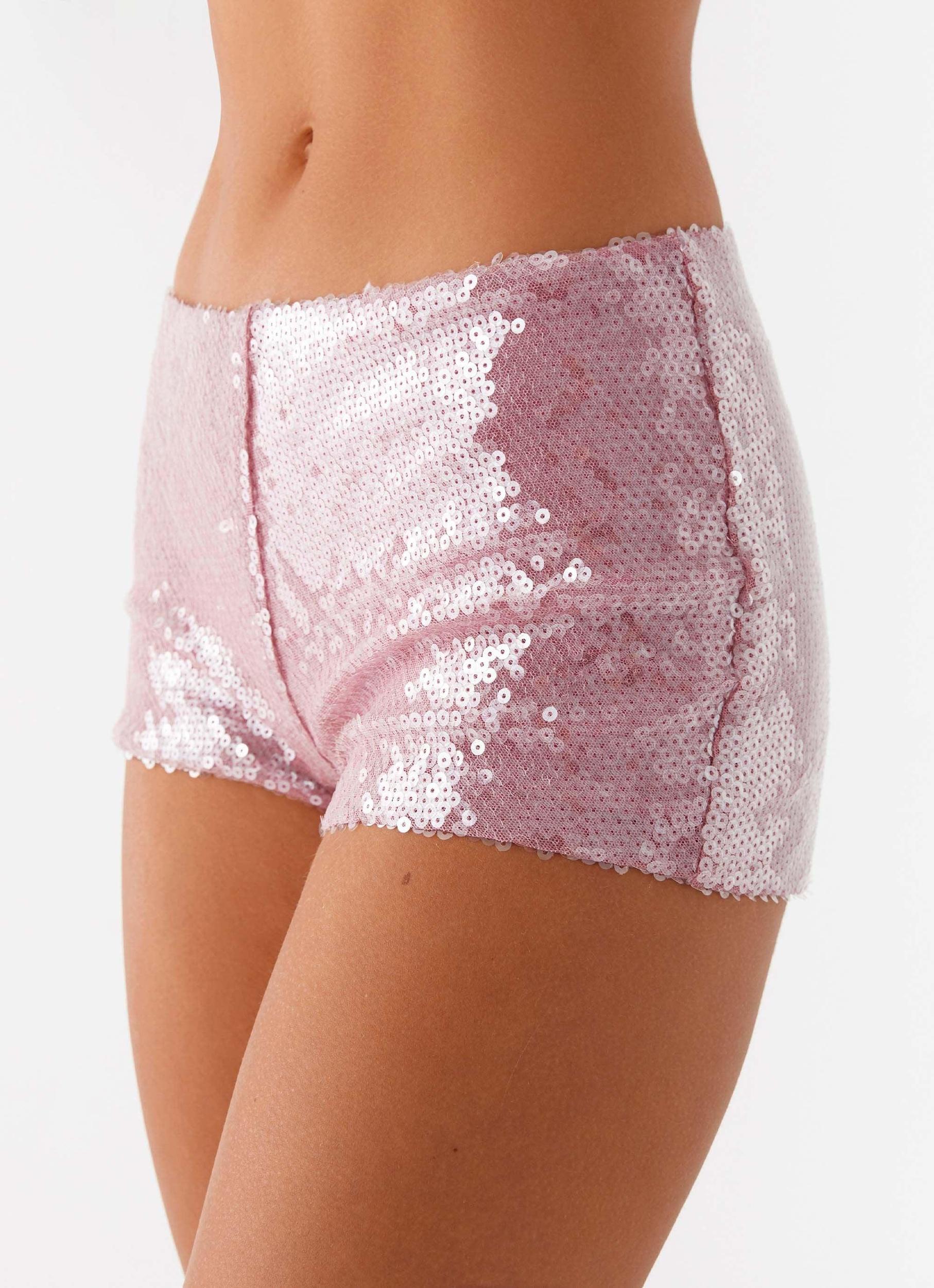 After Midnight Low Rise Sequin Mini Shorts - Pink Product Image