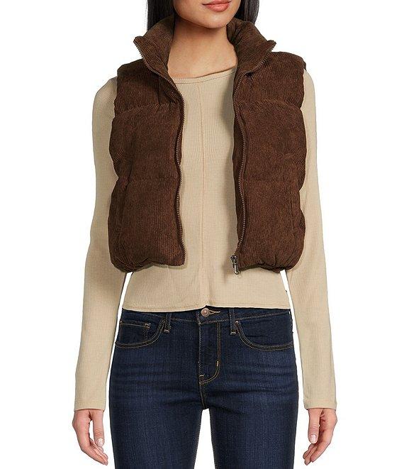 Double Zero Corduroy Zip Up Crop Puffer Vest Product Image