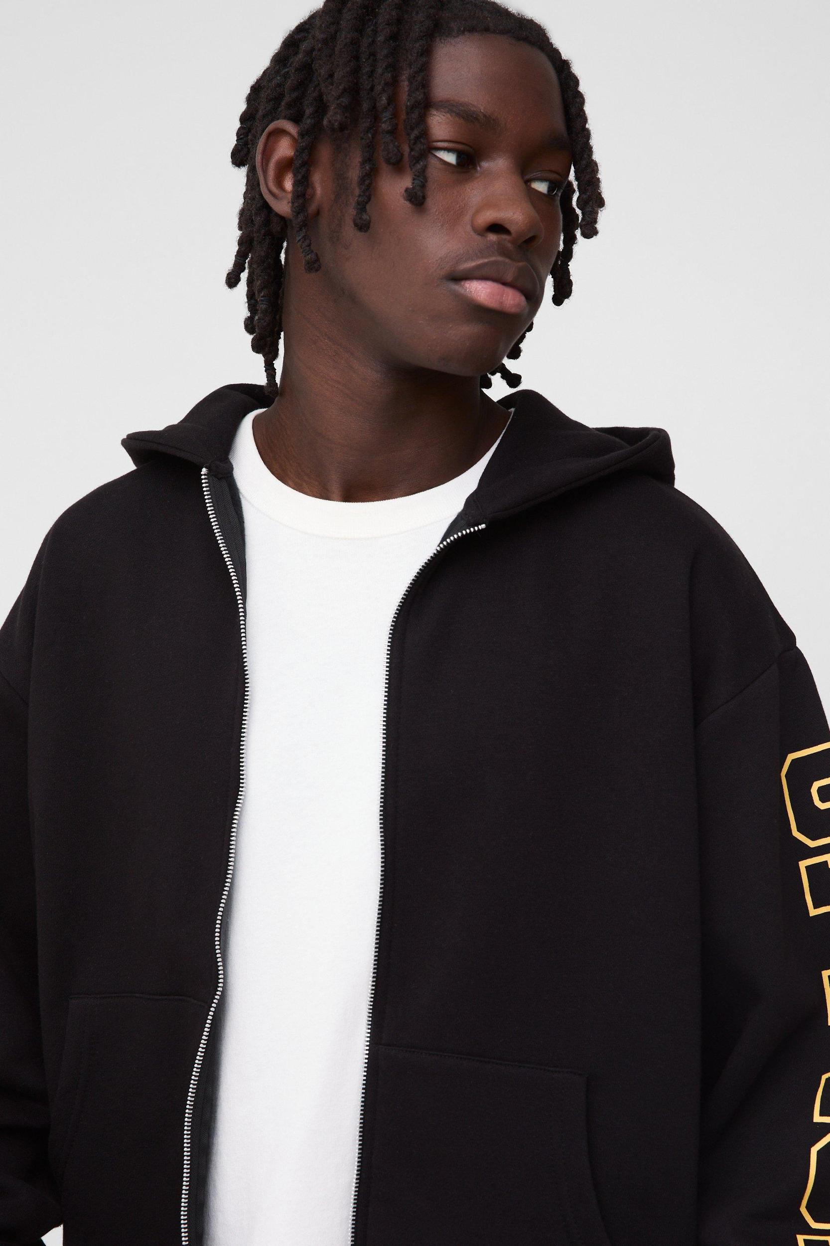 Oversized Boxy Official Zip Through Hoodie | boohooMAN USA Product Image