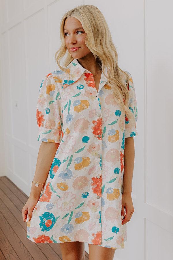 Pop Of Color Floral Embroidered Mini Dress Product Image