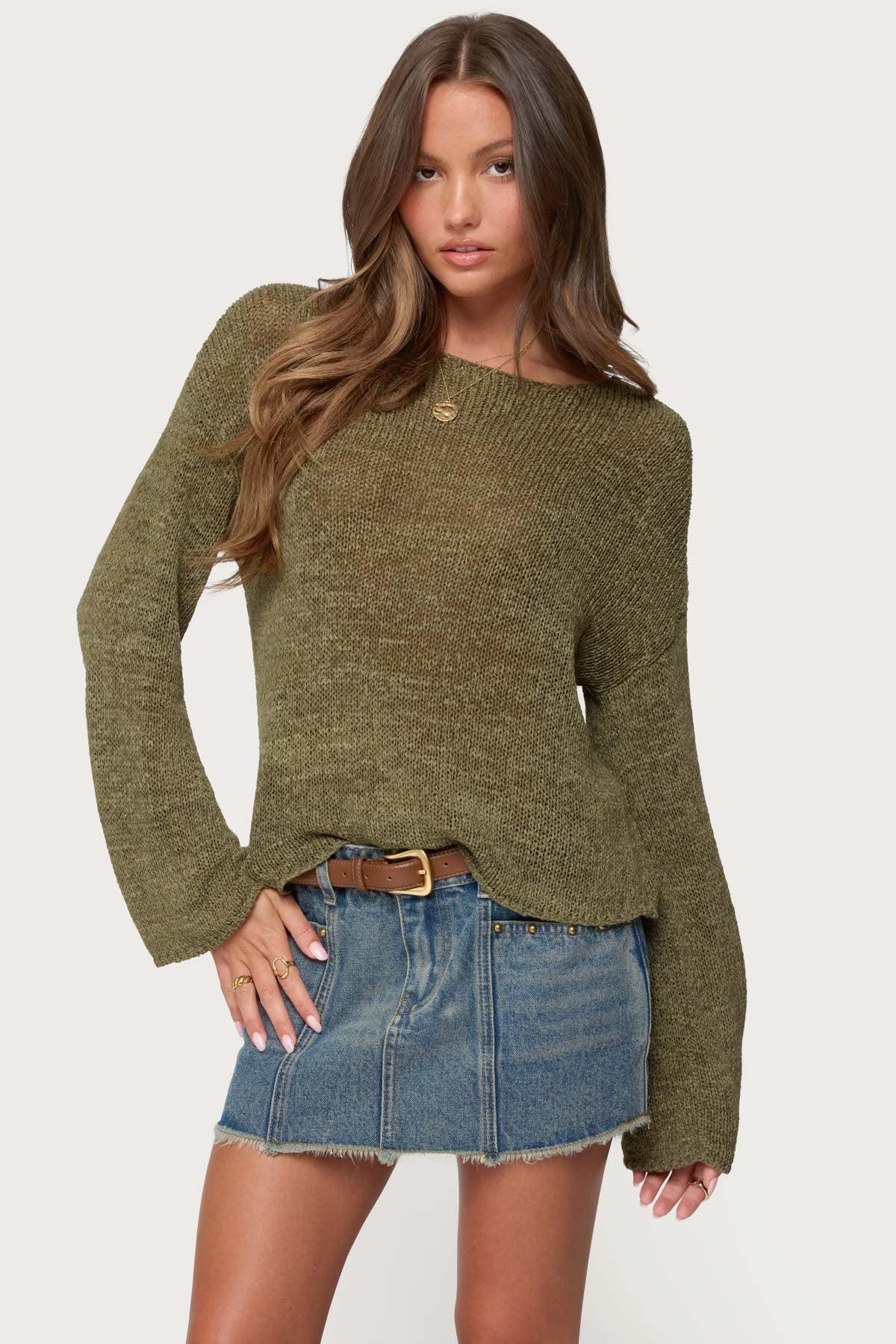 Drop Shoulder Light Knit Sweater Product Image