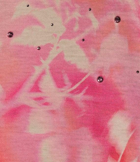 Allison Daley Ombre Floral Print 3/4 Sleeve Keyhole Neck Knot Knit Top Product Image