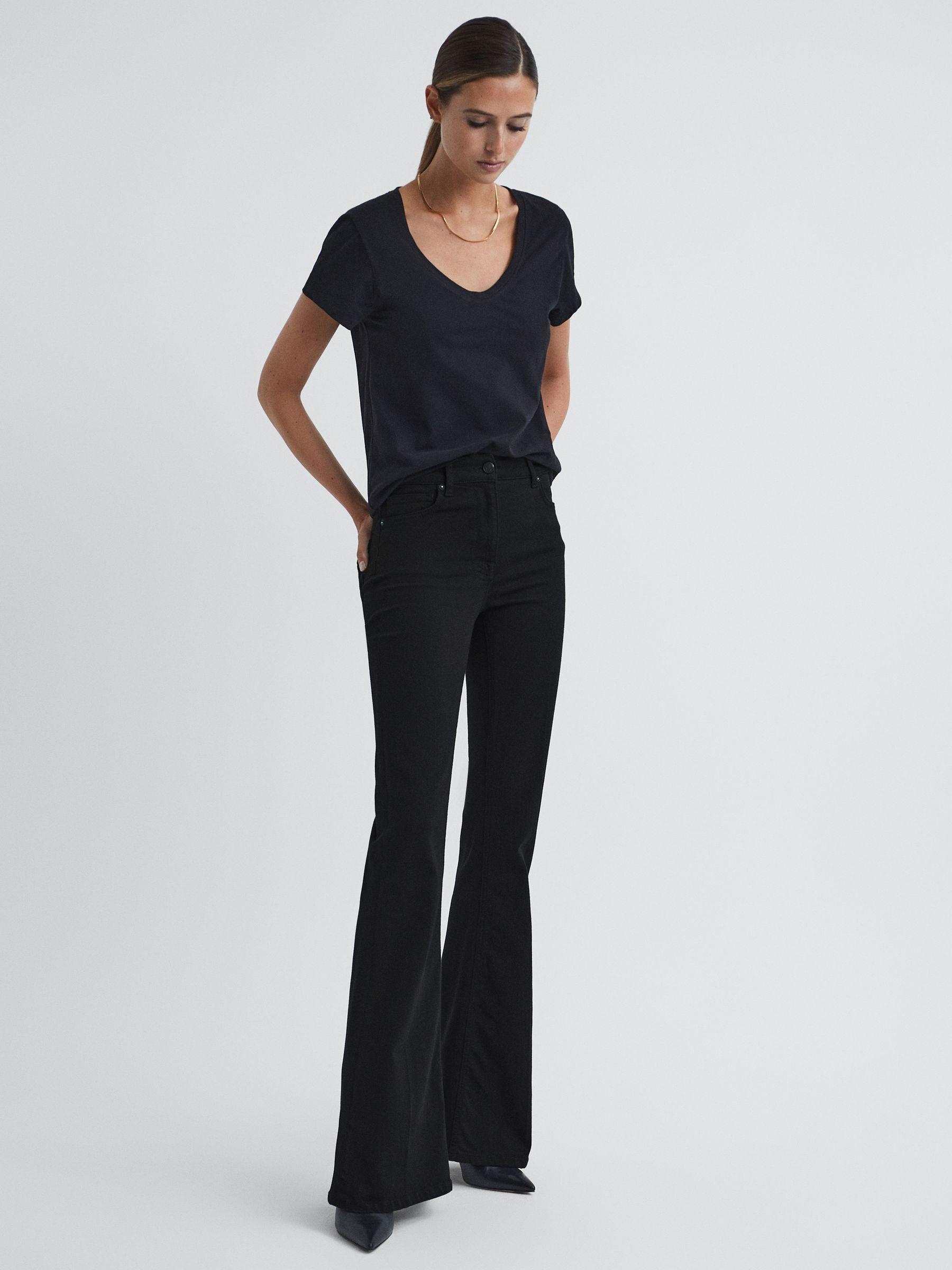 High Rise Skinny Flared Jeans in Black Product Image