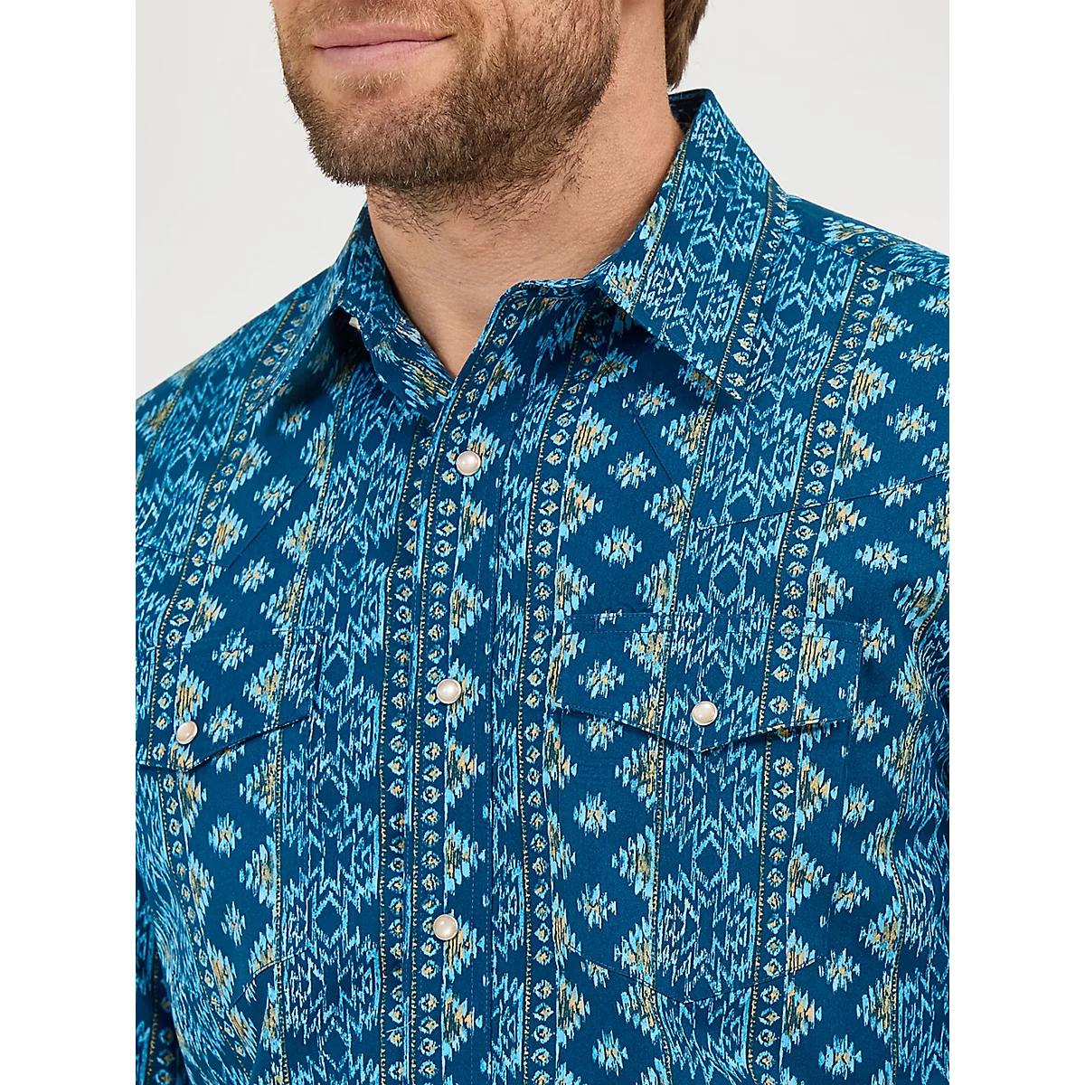 Men's Checotah® Long Sleeve Western Snap Printed Shirt in Deep Lake Product Image