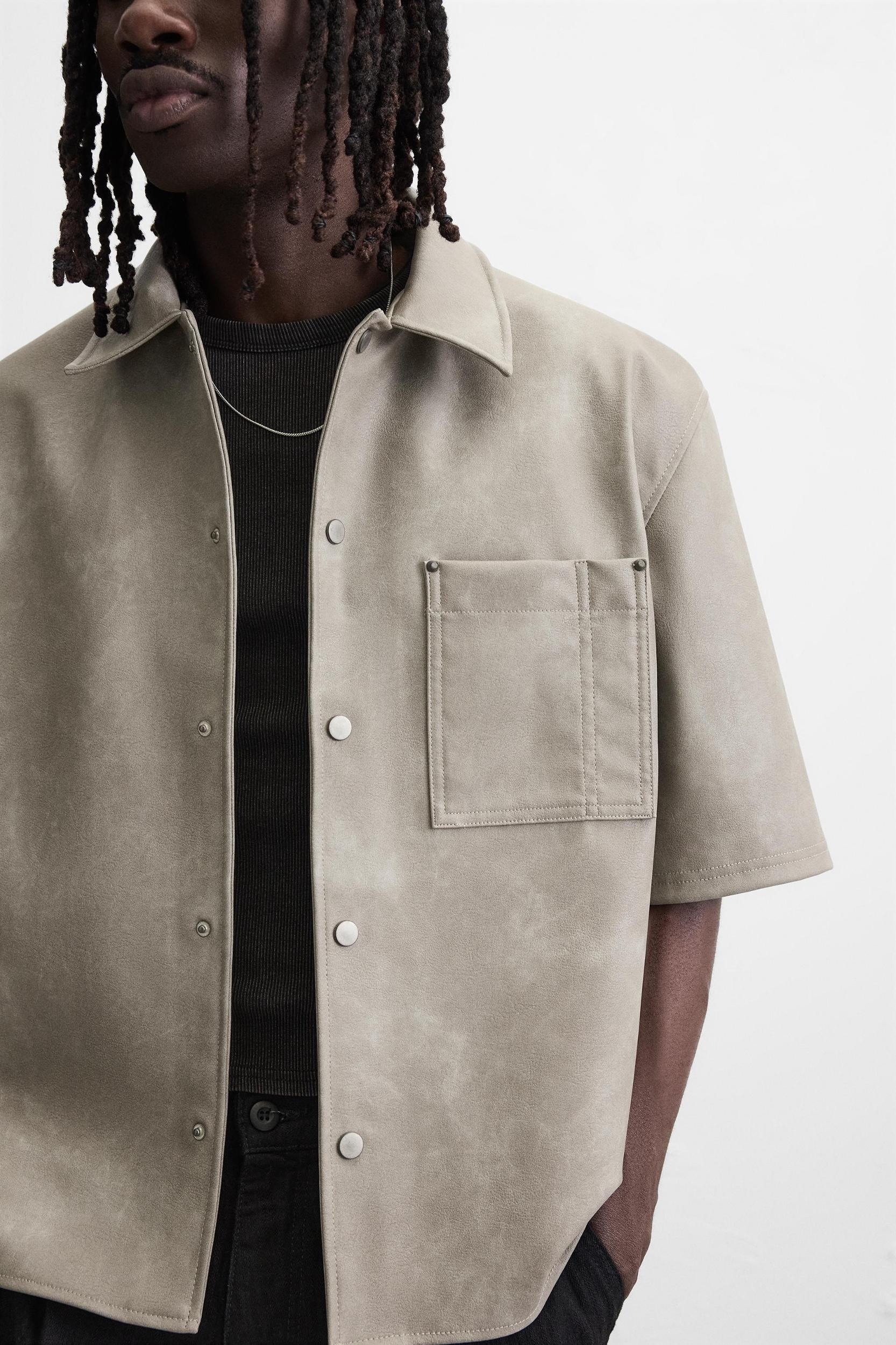 FAUX LEATHER OVERSHIRT Product Image