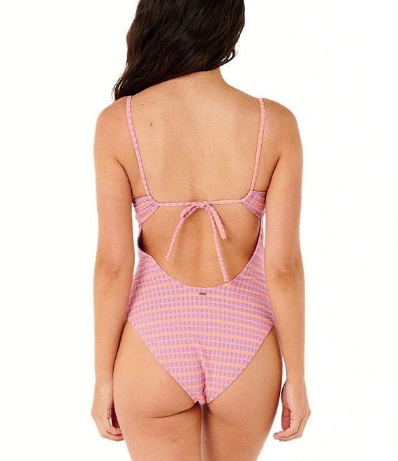 Rip Curl Isles Plaid Scoop Neck Underwire Bra One Piece Swimsuit Product Image