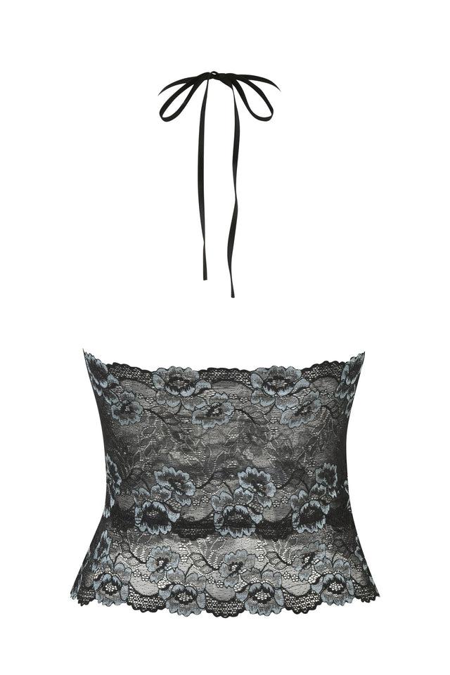 GEM HALTER TOP - BLACK : BLACK BLUE Product Image