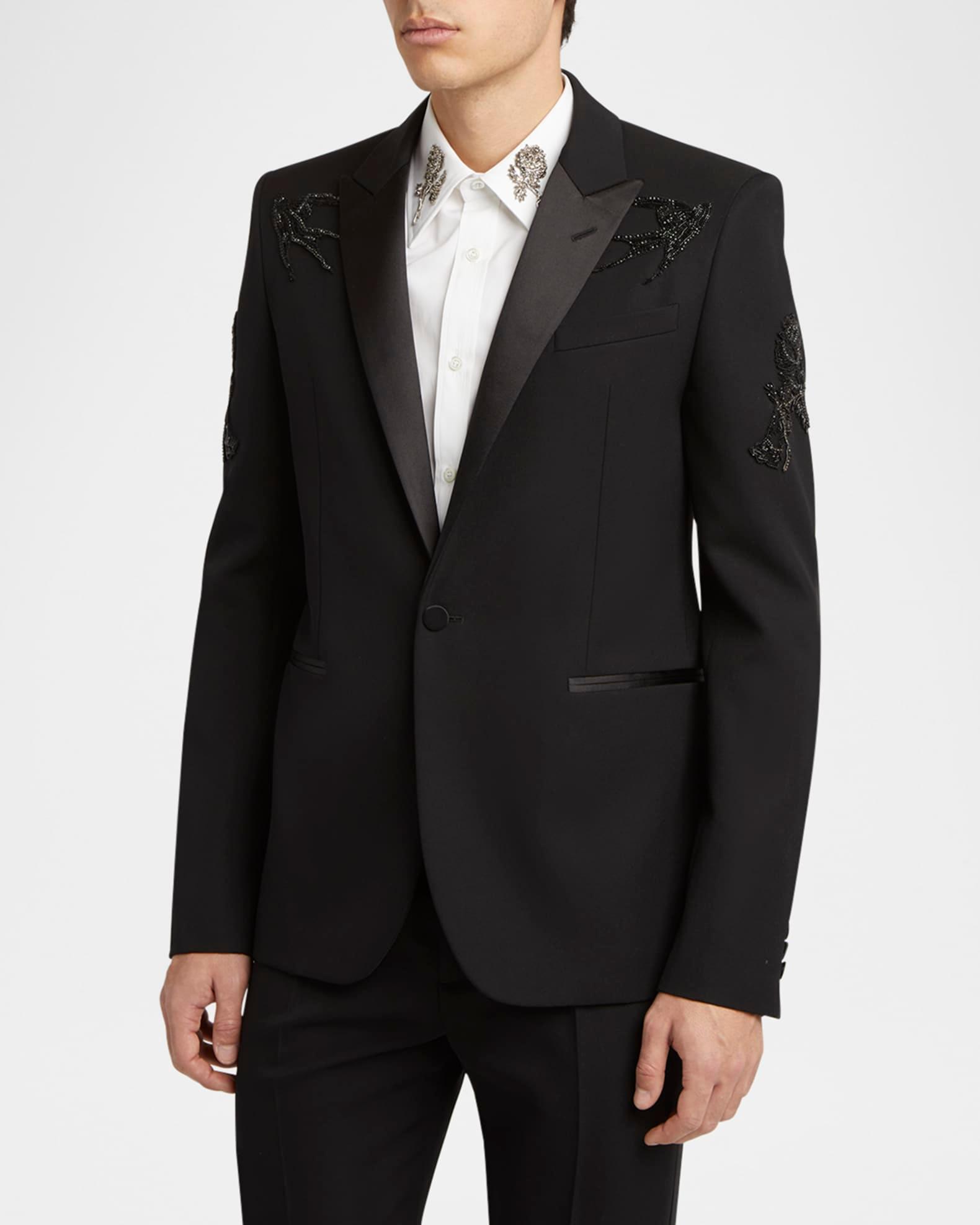 Men's Bead-Embellished Tuxedo Jacket Product Image