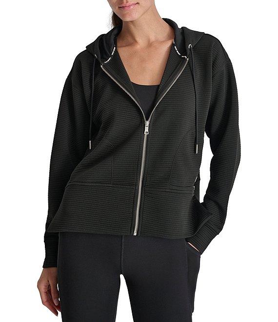 DKNY by Donna Karan Long Sleeve Zip Front Side Zip Detail Hoodie Product Image