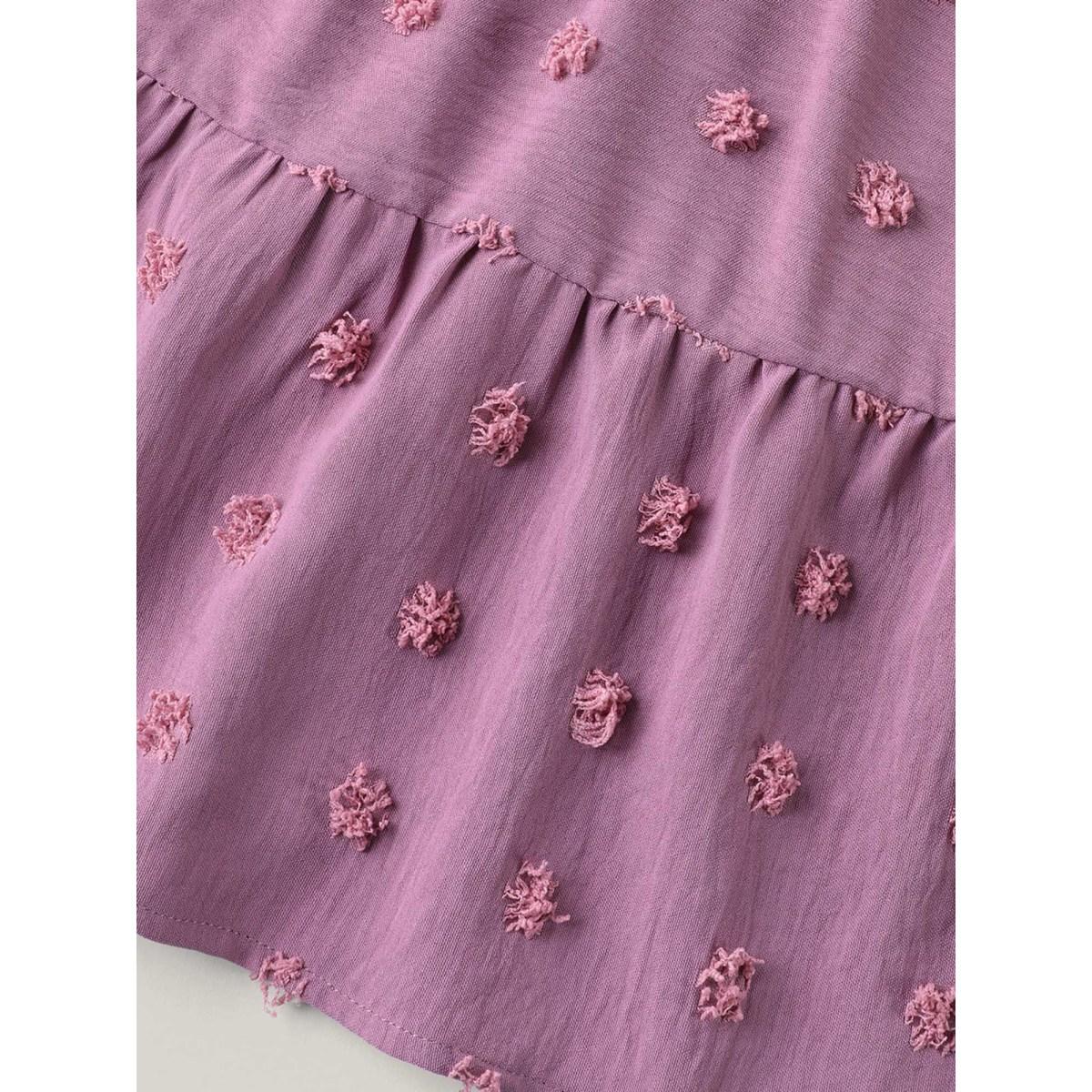 Plus Size Mauve Textured Puff Sleeve Tiered Blouse Women Casual Short sleeve V-neck Everyday Blouses BloomChic 10/M Product Image