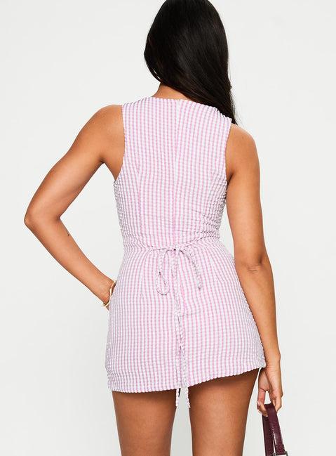 Yumiko Romper Pink Check Product Image