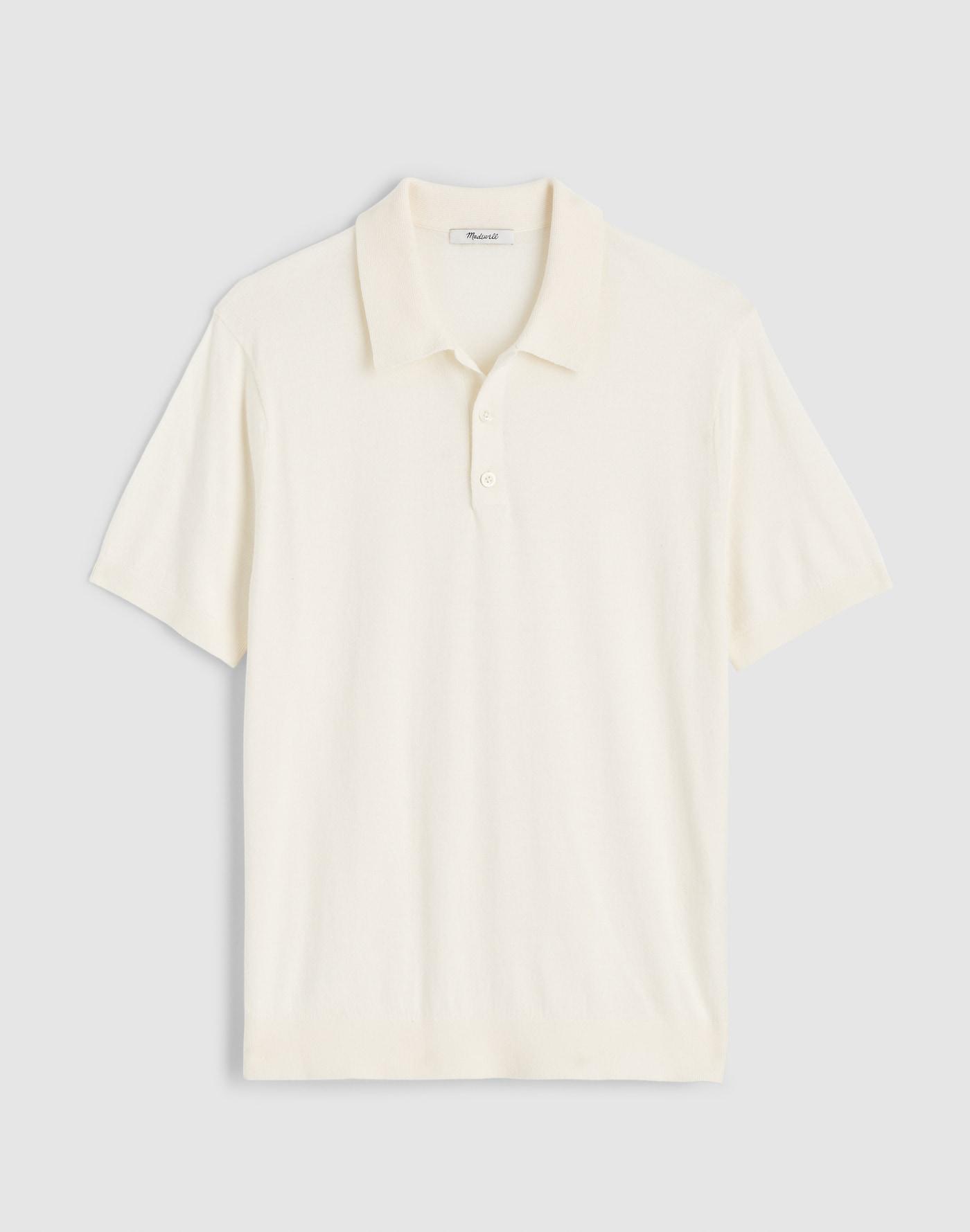 Three-Button Sweater Polo Shirt Product Image