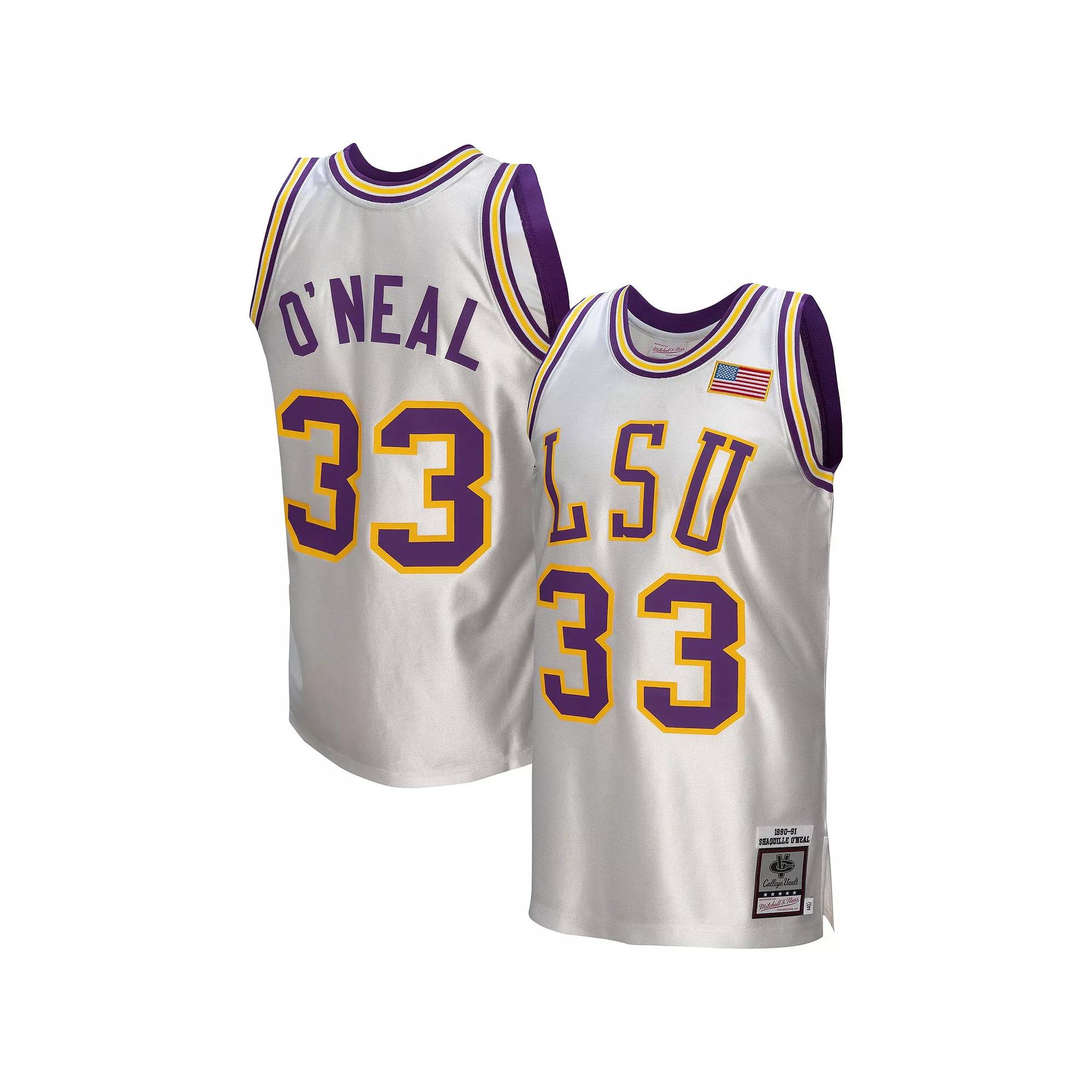 Men's Mitchell & Ness Shaquille O'Neal White LSU Tigers College Vault 1990/91 Authentic Jersey, Size: Large Product Image