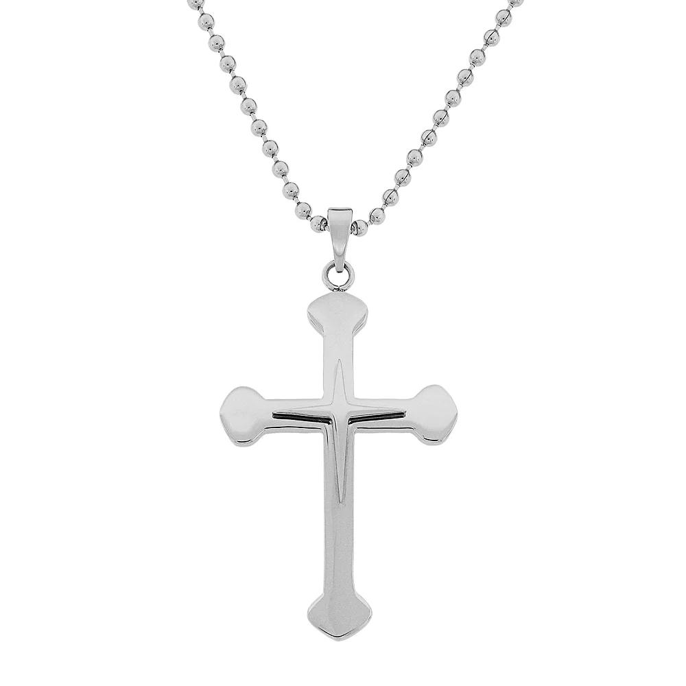 LYNX Stainless Steel Cross Pendant - Men, Men's, Silver Product Image