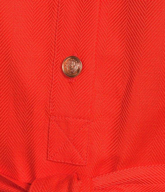 A Loves A Woven Ruched Crew Neck Short Bubble Sleeve Button Front Tie Waist Sheath Mini Dress Product Image