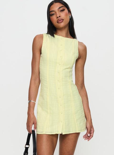 Mimsie Embroidered Mini Dress Lemon Product Image