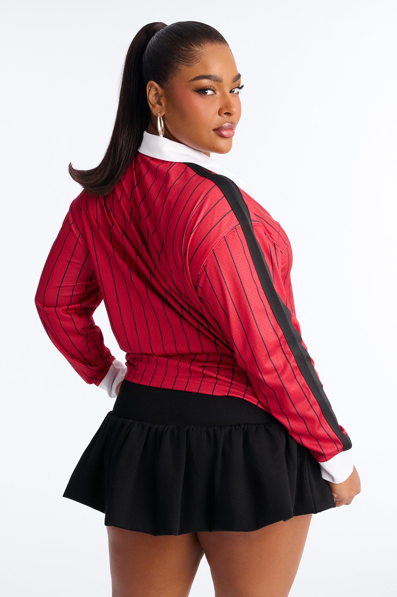 NBA Miami Heat Pinstripe Long Sleeve Top - Red Female Product Image