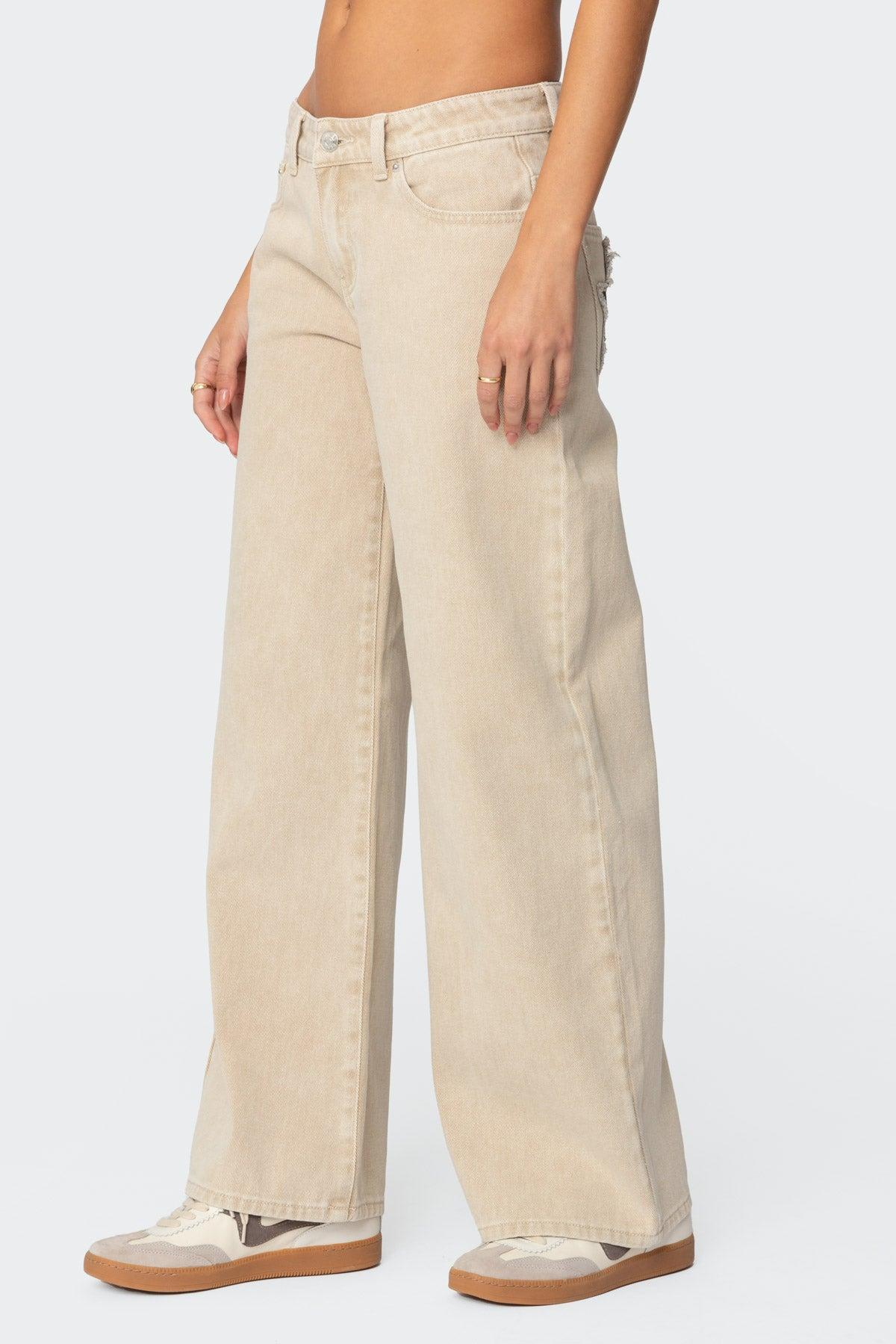 Leopard Star Low Rise Washed Jeans Product Image