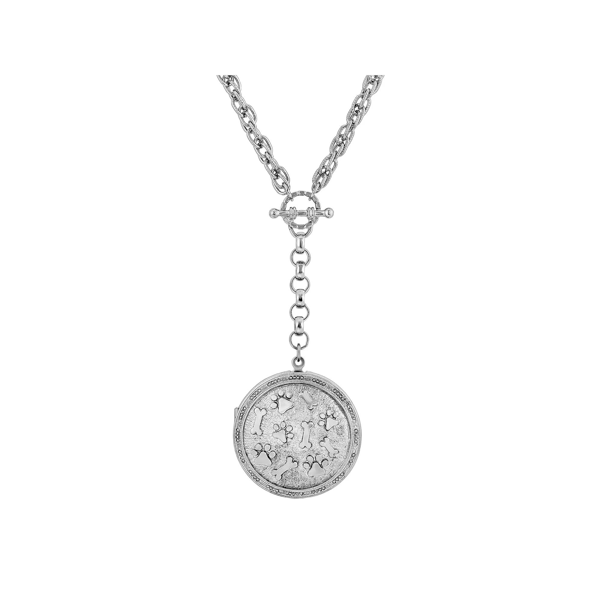 1928 Paw & Bones Round Locket, Womens, Silver Tone Product Image