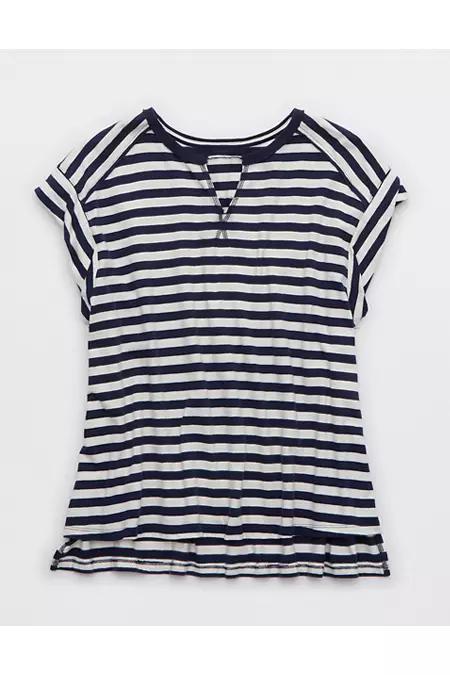 Aerie Summer Breeze Notch Neck T-Shirt Women's Product Image