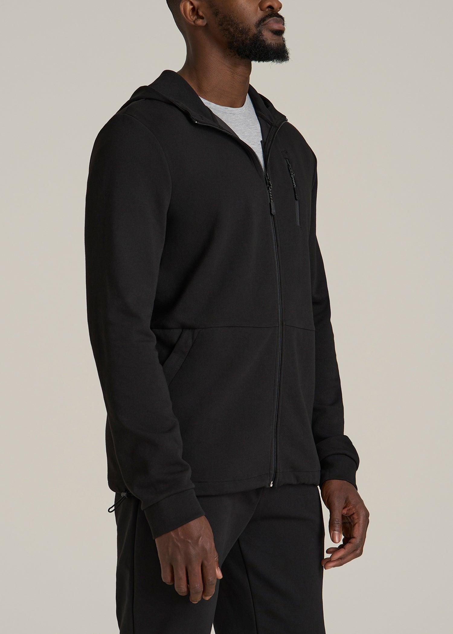 Tech-Knit Long Track Jacket for Tall Men in Black Male Product Image