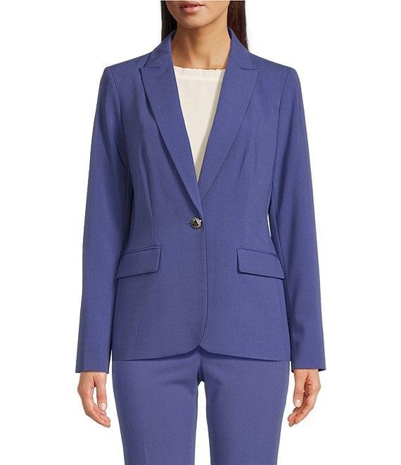 Calvin Klein Solid Lux Peak Lapel Collar One Button Jacket Product Image