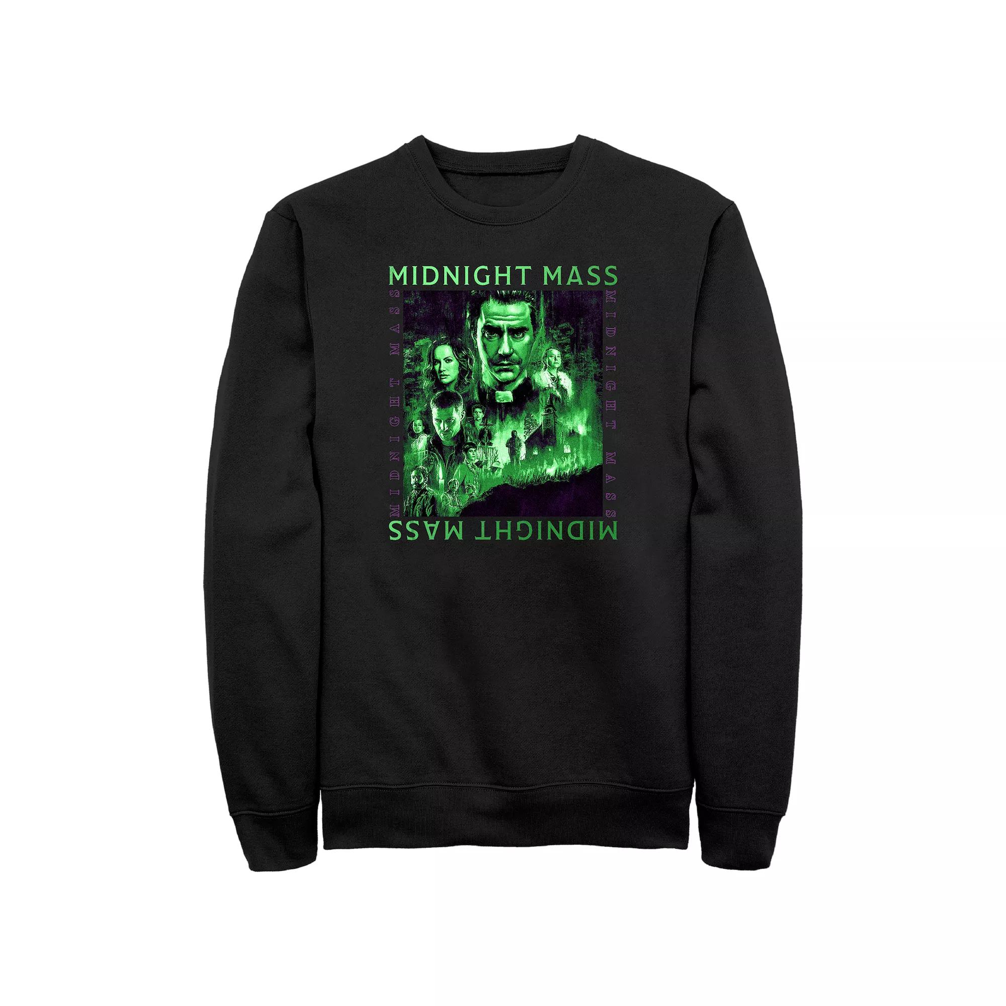 Men's Midnight Mass Green Lights Poster Graphic Fleece, Size: 4XL, Black Product Image