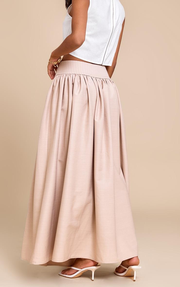 Stone Woven Drop Waist Rib Panel Maxi Skirt Product Image