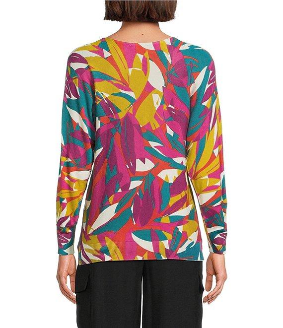 Investments Stained Leaves Long Sleeve Boat Neck Pullover Sweater Product Image