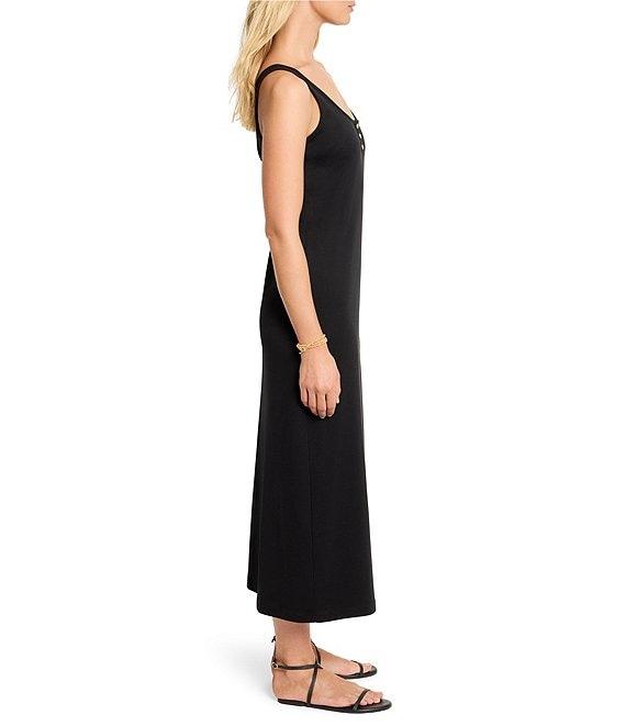 NIC + ZOE Knit Button Scoop Neck Sleeveless Sheath Midi Dress Product Image