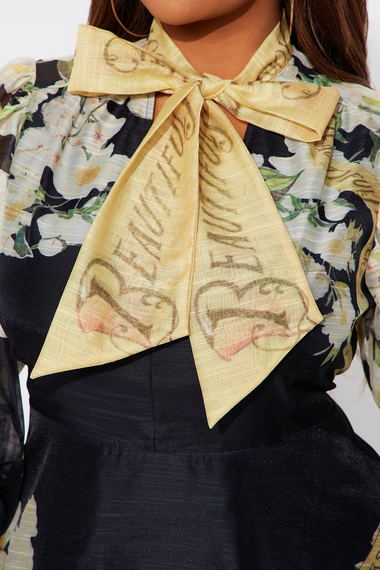 Liana Long Sleeve Mini Dress - Black/combo Female Product Image