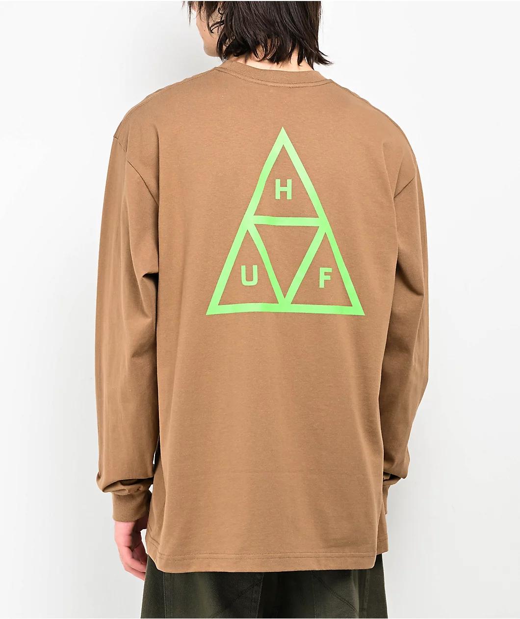 HUF Set Triple Triangle Camel & Green Long Sleeve T-Shirt Product Image