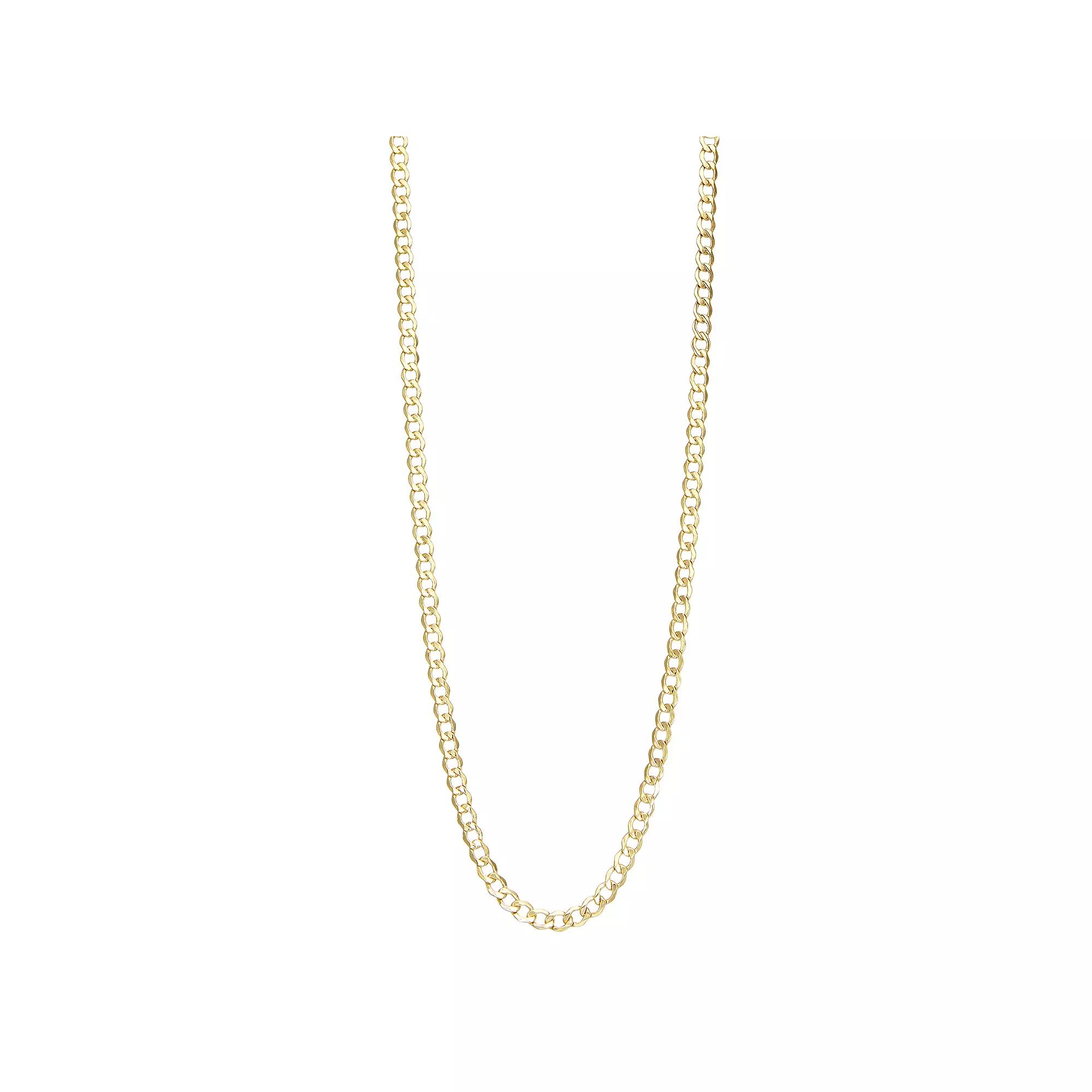 Jordan Blue Mens 10k Gold 4.4 mm Curb Chain Necklace Product Image