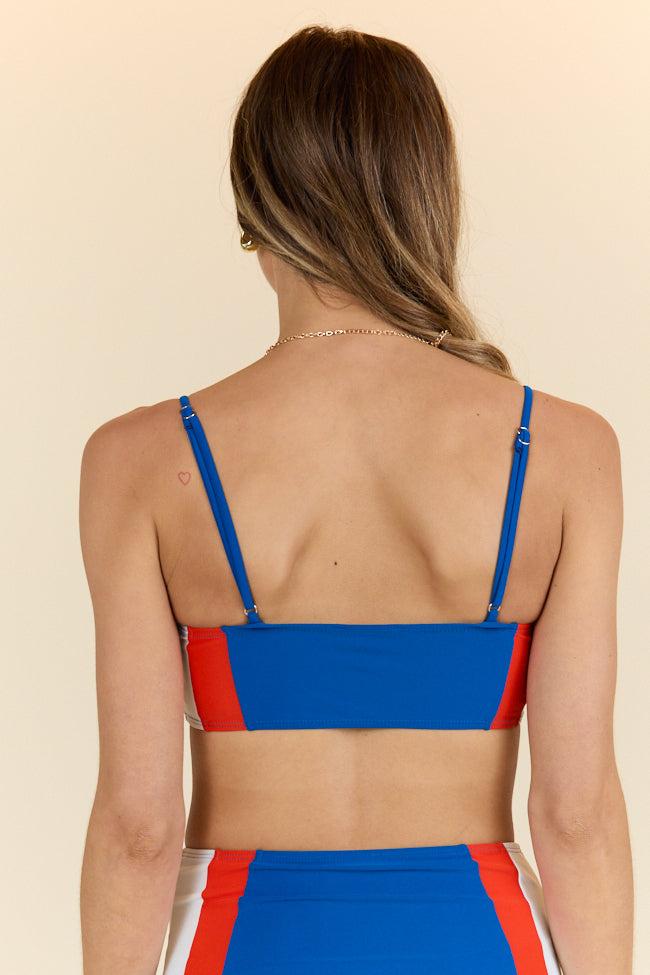 Rock The Boat Red and Blue Colorblock Bikini Top FINAL SALE Product Image