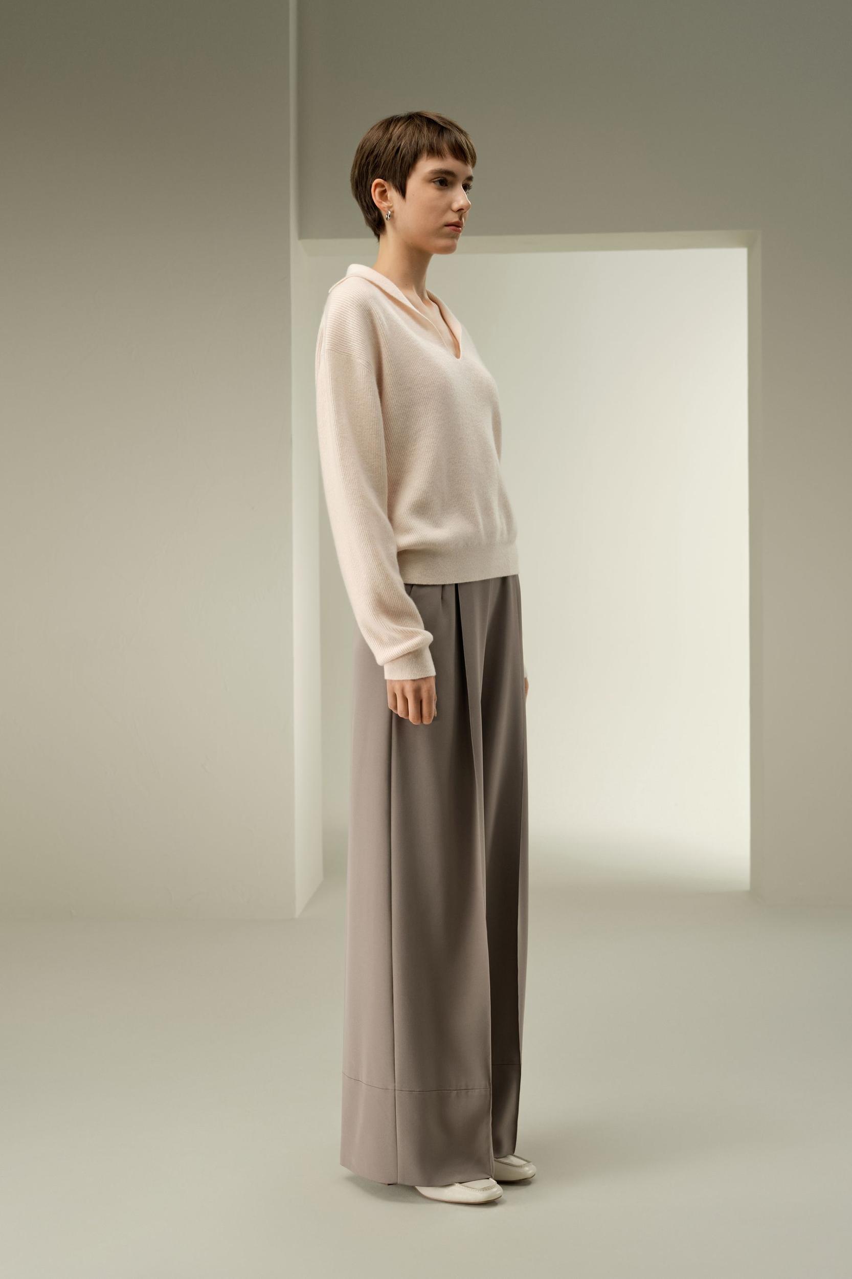 Ribbed Cashmere Polo Sweater Product Image