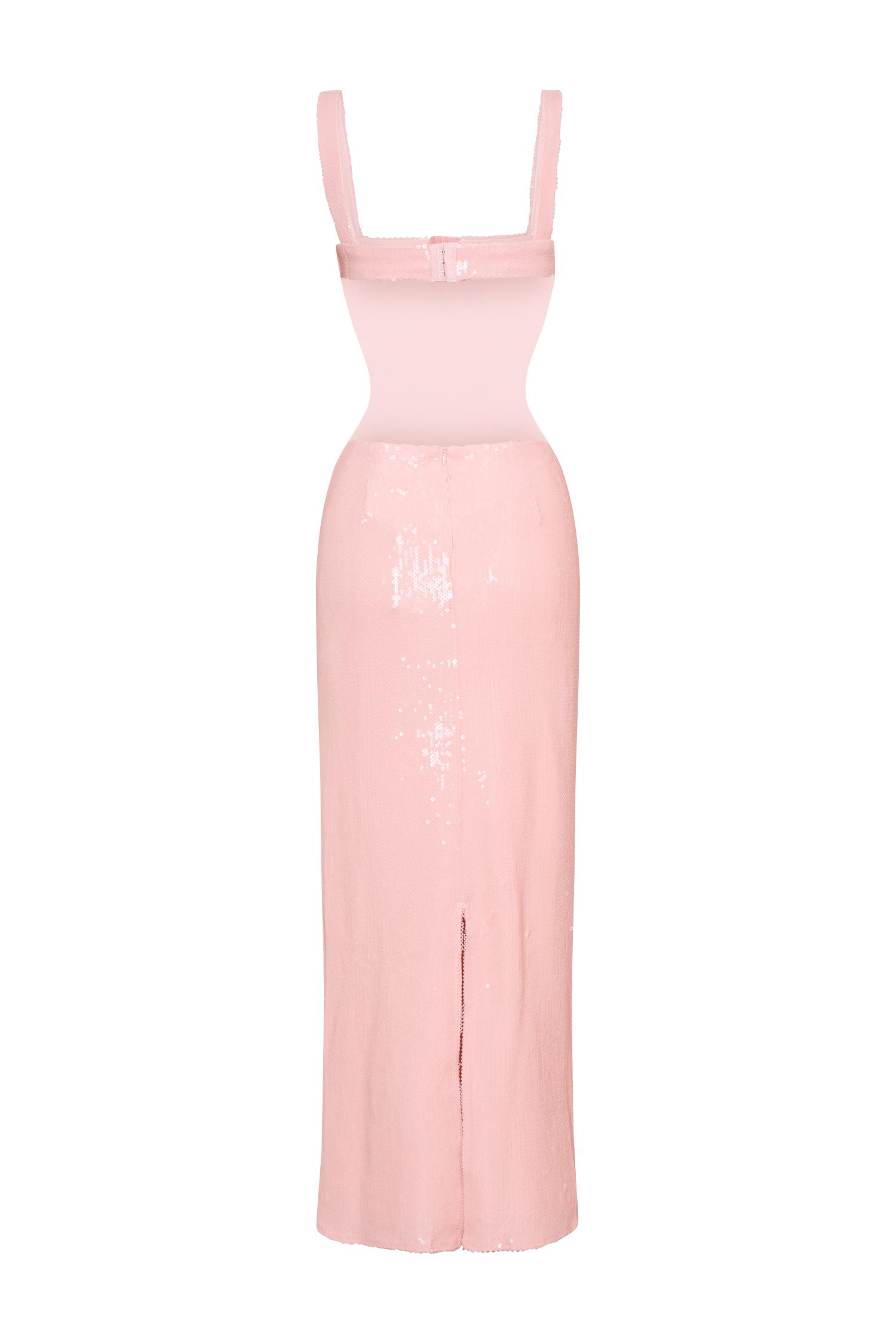 Adoria Sequin Cut Out Maxi Dress - Pale Pink Product Image