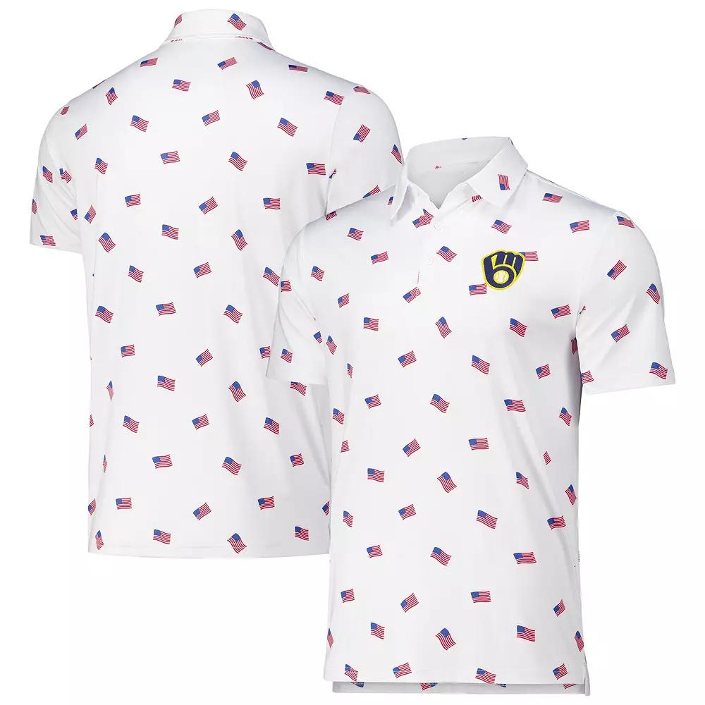 Men's Antigua White Milwaukee Brewers Americana Polo,  Product Image