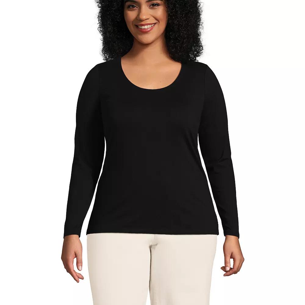 Plus Size Lands' End Lightweight Jersey T-Shirt, Women's, Size: 1XL, Black Product Image